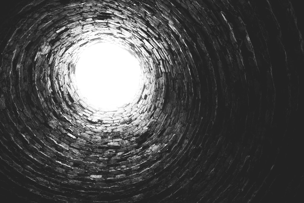 looking up from the bottom of a well
